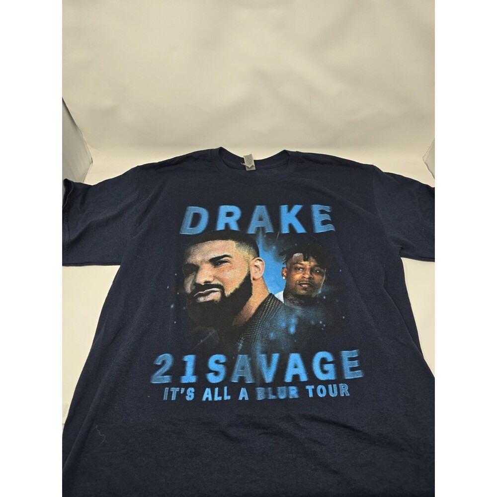 Drake 21 Savage Double Sided Black It's All A Blur Tour 2023  Merch Rap Music
